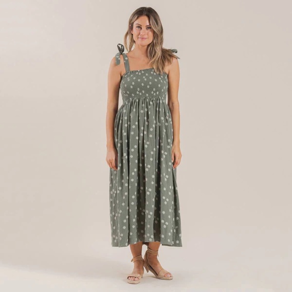 Rylee & Cru Daisy Smocked Dress, Fern